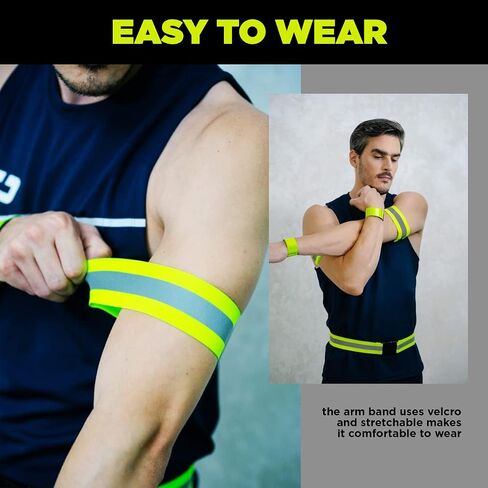 Reflective Running Gear High Visibility - 1 Reflecting Belt Waist 2 Refelctive Arm Bands 2 Reflector Strap Bracelet Safety Military 5pc Bundle TdActv in Saudi Arabia