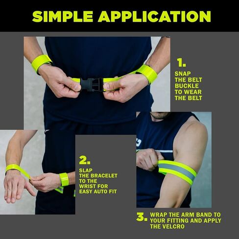 Reflective Running Gear High Visibility - 1 Reflecting Belt Waist 2 Refelctive Arm Bands 2 Reflector Strap Bracelet Safety Military 5pc Bundle TdActv in Saudi Arabia