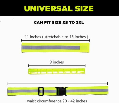 Reflective Running Gear High Visibility - 1 Reflecting Belt Waist 2 Refelctive Arm Bands 2 Reflector Strap Bracelet Safety Military 5pc Bundle TdActv in Saudi Arabia