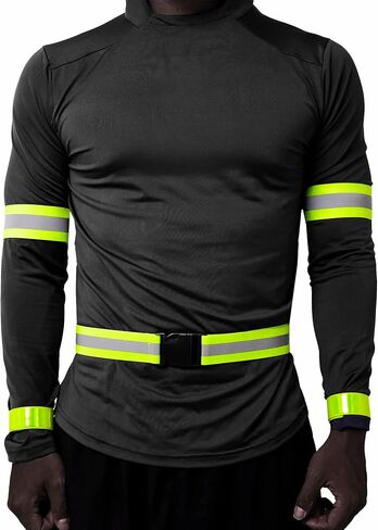 Reflective Running Gear High Visibility - 1 Reflecting Belt Waist 2 Refelctive Arm Bands 2 Reflector Strap Bracelet Safety Military 5pc Bundle TdActv in Saudi Arabia