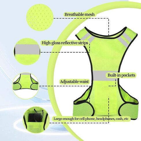 Reflective Vesthigh Visibility Running Gear with Large Pocket Lightweight Safety Running Gear for Biking Walking Women Men Running in Saudi Arabia
