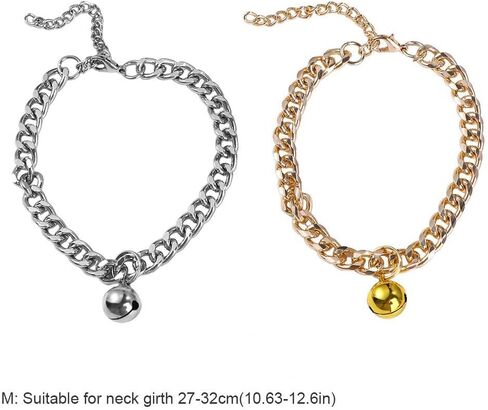 2Pcs Aluminum Dog Cat Collar with Bell Decor Dog Chain Collar Pet Collar Jewelry Accessories for Dogs Cats in Saudi Arabia