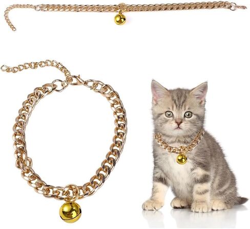 2Pcs Aluminum Dog Cat Collar with Bell Decor Dog Chain Collar Pet Collar Jewelry Accessories for Dogs Cats in Saudi Arabia