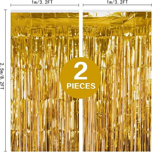 PIGETALE, 2 Pack 3.2x8.2 Feet Black and Red Foil Fringe Curtains Party Decorations, Tinsel Curtain Backdrop Streamers for Birthday Graduation Fiesta Stranger Theme Halloween Christmas Party Supplies in Saudi Arabia