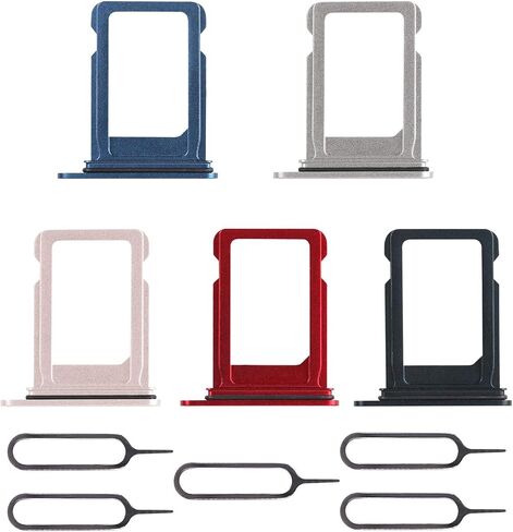 5 Color SIM Card Tray Holder Slot Replacement for iPhone 13 (Pink/Blue/Red/Starlight/Midnight Black) with Waterproof Rubber Ring Eject Pin A2482 A2631 A2634 A2635 A2633 (Single Sim Version) in Saudi Arabia