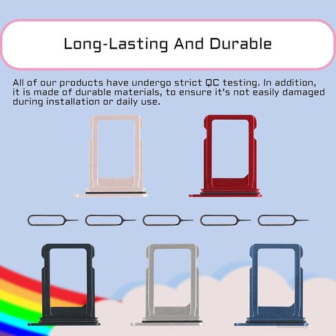 5 Color SIM Card Tray Holder Slot Replacement for iPhone 13 (Pink/Blue/Red/Starlight/Midnight Black) with Waterproof Rubber Ring Eject Pin A2482 A2631 A2634 A2635 A2633 (Single Sim Version) in Saudi Arabia
