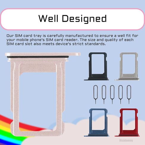 5 Color SIM Card Tray Holder Slot Replacement for iPhone 13 (Pink/Blue/Red/Starlight/Midnight Black) with Waterproof Rubber Ring Eject Pin A2482 A2631 A2634 A2635 A2633 (Single Sim Version) in Saudi Arabia