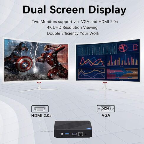 كمبيوتر صغير MINISFORUM N40 UHD 4K@60 هرتز Celeron N4020(يصل إلى 2.8 جيجا هرتز) كمبيوتر صغير بدون مروحة، DDR4 4GB+64GB eMMC، DIY SSD، واي فاي ثنائي النطاق، HDMI&VGA كمبيوتر صغير مكتبي (متجدد)، أسود in Kuwait