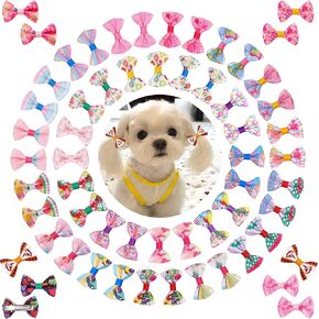 60Pcs Puppy Dogs Hair Barrettes Bows with Metal Clips,Rhinestone Tiny Christmas Bowknot Hair Bows Hair Topknot Hair Clips for Cat Puppy Party Birthday,Handmade Hair Accessories Pet Grooming in Saudi Arabia