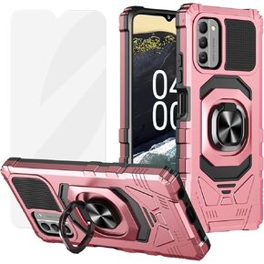 Ailiber for Nokia G400 Case 5G, Nokia G400 N1530DL Case with Screen Protector, Ring Kickstand for Magnetic Car Mount, Military Grade, Heavy Duty Shockproof Protective Phone Cover for Nokia G400-Black