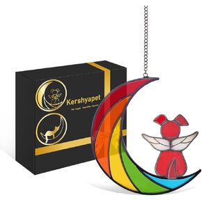Dog Memorial Gifts for Loss of Dog Stained Glass, Rainbow Bridge Dog Bereavement Gift, Angel Black Dog Loss Sympathy Gift for Pet Loss Gifts for Window, Living Room, Garden