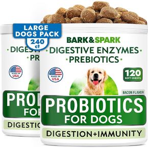 Vet Strength Dog Probiotics Chews - Gas, Diarrhea, Allergy, Constipation, Upset Stomach Relief, with Digestive Enzymes + Pumpkin + Prebiotics - Chewable Fiber Supplement - Improve Digestion, Immunity