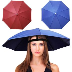 JOONOR Umbrella Hat Pack of 2 -Fishing Umbrella Hat Folding Adjustable Sun Rain Cap,Anti-UV Waterproof Hands Free Umbrellas