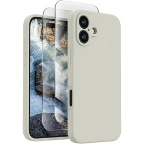FireNova Designed for iPhone 16 Case, Silicone Upgraded [Camera Protection] Phone Case with [2 Screen Protectors], Soft Anti-Scratch Microfiber Lining Inside, 6.1 inch, Calke Green