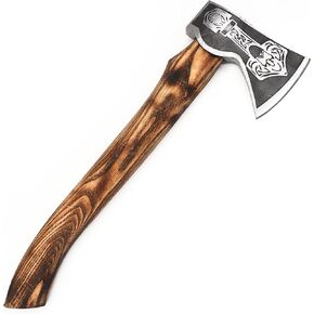 AX-5007 Custom Gift Forged Carbon Steel Viking Axe with Ash Wood Shaft - Viking Bearded Camping Axe
