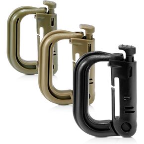 6 Pack 2.12“ Tactical Locking D Ring Plastic Carabiner Backapck Molle Hook Clip for Webbing Straps Bag