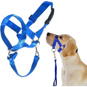 Dog Head Collar, No Pull Training Tool for Dogs on Walks, Includes Free Training Guide, 5 (XL, Blue)