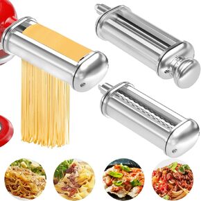 Pasta Roller Attachment for All KitchenAid Stand Mixer, Pasta Maker for Kitchen Aid Accessories and Attachments, Noodle Dough Sheet Roller with 8 Different Thicknesses Knob, Stainless Steel Accessory