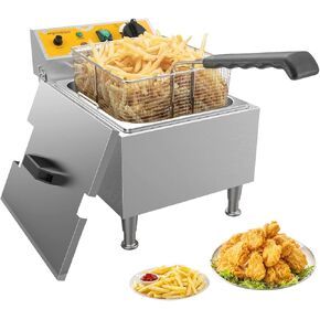Large Dual Tank Deep Fryer with Basket and Lid 20L(21.1Qt), 304SS Electric Deep Fryer for Home and Commercial, Countertop Deep Fryers, 3500 W Fast Heating
