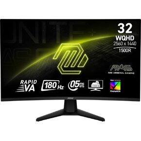 MSI MAG 32CQ6F 31.5-inch IPS 2560 x 1440 (QHD) Computer Monitor, 180Hz, Adaptive-Synch, HDMI, Display Port, VGA Port, VESA Mountable, Tilt, Height Adjustable, Speaker, 0.5ms, Black