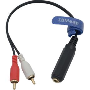 COMeap RCA to 1/4 Adapter, Dual RCA Male to 6.35mm 1/4 inch TRS Stereo Jack Female Y Splitter Extension Audio Cable 12in(30cm)