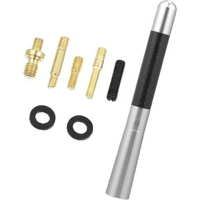 ACROPIX 1 Set 12cm 4.7 Inch Universal Car AM FM Radio Signal Antenna Mast for for Jeep for Dodge for Ram for Ford for Toyota Carbon Fiber Pattern Silver Tone Car Parts