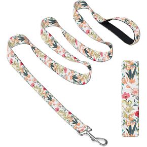 Dog Leash with Neoprene Handle, Dog Training Leash, 6FT Cute Durable Polyester Dog Leashes for Medium & Large Dogs Walking Boho Colorful Flower