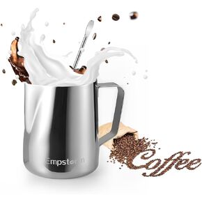 Milk Frothing Pitcher Steamer Cup Foam Making-Suitable for Cafe Americano- Hot Chocolate-Stainless Steel 350ml(12oz) for Drip Coffee Machines