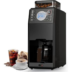 ماكينة صنع القهوة والطحن الأوتوماتيكية - مطحنة لدغ مدمجة، تنظيف ذاتي، قهوة مثلجة، مؤقت قابل للبرمجة 24 ساعة، تصميم أسود باهت أنيق in Kuwait