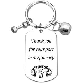 Fitness Keychain Featuring Dumbbell and Kettlebell with Uplifting Quotes for Gym Lovers, Coaches, Instructors, Trainers
