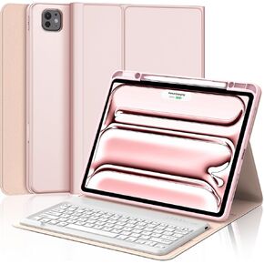 iPad Pro 13 inch Case 2024 with Keyboard, Smart Folio Cover with Upper Pencil Holder for iPad Pro 13-inch M4, Rechargeable, Magnetic Detachable Bluetooth Keyboard for iPad Pro 7th Gen 13inch, Black