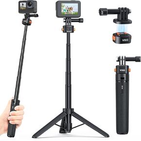 20.1in Selfie Stick Tripod for Gopro - VRIG Claw Mini Extendable Tripod Stand Magnetic Suction Quick Release Vlog Accessories Handle for GoPro Hero 13 12 11 10 9 8 7 6 5/Max/DJI OSMO Action Cam