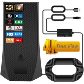 2024 Digital TV Antenna for Smart TV,TV Antenna Indoor Up to 300+ Miles Range, Amplifier Antenna for 4K 1080P TV, Portable HD Antenna TV Freeview Local Channels All Older TV's, 16.4FT Coaxial Cable