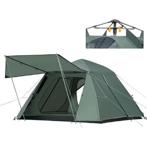 3-4 Person Tents for Camping, Instant Pop-Up Family Tent with Vestibule & Mesh Windows, Portable Lightweight Cabin Tent with Rainfly, Windproof & Waterproof, Easy Setup for Outdoor Hiking Travel