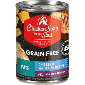 CHICKEN SOUP FOR THE SOUL Grain Free Adult Wet Dog Food, Chicken Recipe, 13 oz. Cans (Case of 12) - Grain Free Dog Food - Soy, Corn & Wheat Free, No Artificial Flavors or Preservatives