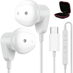 ابيتو سماعات راس USB C لايباد برو ايفون 15 15 برو، سماعات اذن هاي فاي ستيريو USB نوع C سلكية مع ميكروفون للتحكم في مستوى الصوت لسامسونج S23 الترا S22 S21 FE A54 A53 Z فليب 5 فولد 5، ون بلس، هواوي