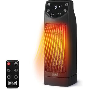 BLACK+DECKER Ceramic Space Heater with Adjustable Thermostat, Tower Heater for Vertical or Horizontal Use, Portable Heater & Tower Fan with 3 Settings, Oscillating Electric Heater