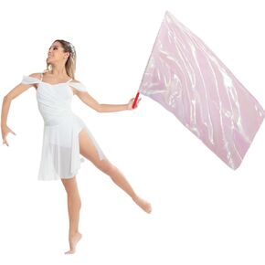 Worship Flag with Scalable Rod, 45" Rectangular Solid Polyester Flag for Dance Outdoor Practice Performance, Praise Dance Flag, Divine Dance Flag, Church Flag, Flex Banner (Gold)