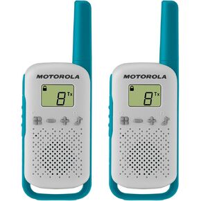 Motorola Solutions Motorola Talkabout T114 أبيض/أزرق 16 ميل ثنائي الاتجاه راديو مكون من قطعتين