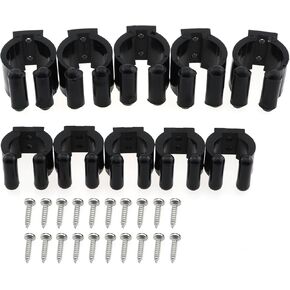 10PCS 17mm and 24mm Circle Diameter Pool Cue Black Nylon Positioning Clip Fishing Rod Holder Clip Cue Storage Rack Fishing Rod Holder with Mounting Screw for Fishing Rod Pool Cue Snooker Cue
