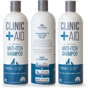 Naturel Promise Clinic Aid Clinical Anti-Itch Shampoo, 16 fl oz, 3 Pack - Dog Shampoo for Itchy Skin - Deep Cleaning Relief for Dogs and Cats - Made in USA