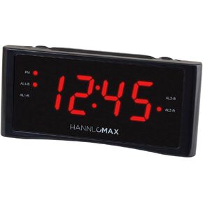 راديو منبه HANNLOMAX HX-151CR، راديو PLL AM/FM، منبه مزدوج، شاشة LED حمراء 1.2 بوصة، تشغيل التيار المتردد فقط. (أرجواني)
