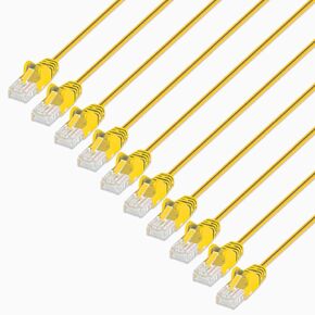 Intellinet Slim Cat6 Ethernet Network Patch Cable – 10-Pack - 10Gbps & 250MHz, Snagless Boot, 30AWG Pure Bare Copper Wire, Gold-Plated Contacts, Lifetime Mfg Warranty - 3ft, 10 Pack, White