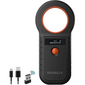 ماسح ضوئي لرقاقة الحيوانات الأليفة، ISO11784/85/FDX-B/EMID 128، تحميل تخزين البيانات إلى قارئ ماسح ضوئي دقيق للكمبيوتر الشخصي للكلاب/الحيوانات الأليفة/القطط/الخنازير/الحيوان (أسود)
