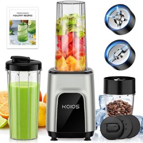 KOIOS Blender for Smoothies, 900W Personal Blender and Grinder Combo for Kitchen, Smoothies Maker with 3 Non-BPA Portable Blender Cup for Baby Food, Beans, Nuts, Spice Protein Mixer