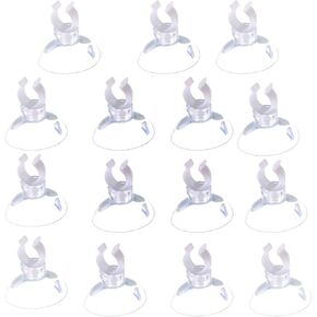 lasenersm 15 Pieces Rotatable Clips Clear Aquarium Suction Cup Clips Aquarium Fish Tank Suction Cup Clip Fish Tank Hose Holder Clips Fish Tank Air Tube Holder Clips for 10mm Fish Tank Tubing