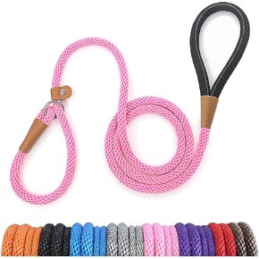lynxking Dog Leash Slip Lead 2 Pack Strong Heavy Duty Braided Dog Training Leash No Pull Training Lead Leashes for Medium Large and Small Dogs