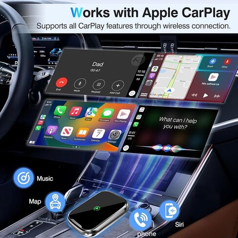 محول Carplay اللاسلكي 2024 ترقية يحول محول carplay السلكي إلى لاسلكي لأجهزة iPhone، قابس التحكم اللاسلكي وتشغيل Carplay للسيارات من 2016 ولـ Apple iPhone iOS 10+ in Saudi Arabia