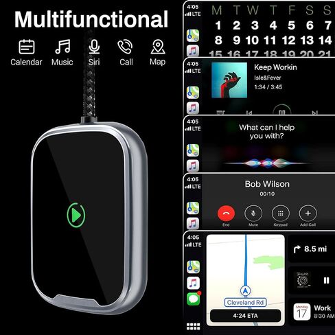 محول Carplay اللاسلكي 2024 ترقية يحول محول carplay السلكي إلى لاسلكي لأجهزة iPhone، قابس التحكم اللاسلكي وتشغيل Carplay للسيارات من 2016 ولـ Apple iPhone iOS 10+ in Saudi Arabia