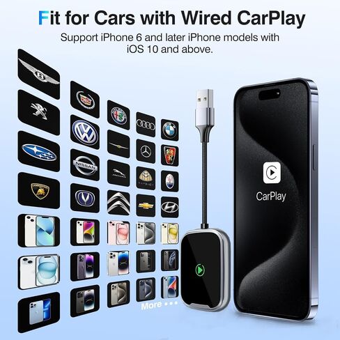 محول Carplay اللاسلكي 2024 ترقية يحول محول carplay السلكي إلى لاسلكي لأجهزة iPhone، قابس التحكم اللاسلكي وتشغيل Carplay للسيارات من 2016 ولـ Apple iPhone iOS 10+ in Saudi Arabia